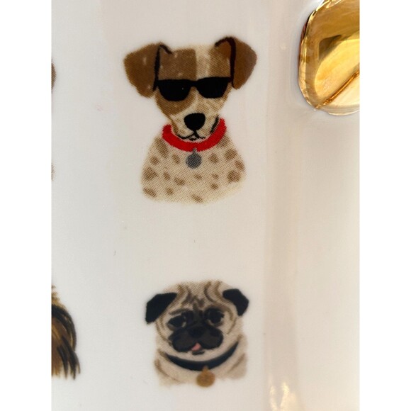 Anthropologie Rifle Paper Co Porcelain Coffee Mug Hot Dogs Gilded Handle & Lid - Picture 10 of 13